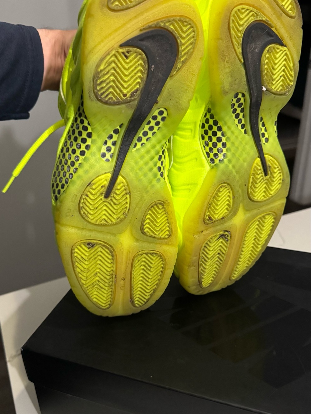 Nike Men’s Neon Yellow Foamposite Sneakers - Picture 3 of 3